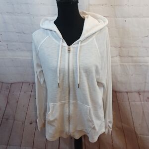 Calvin Klein Peformance Y2K Zip Down  Light White Hoodie  Front Pocket XL